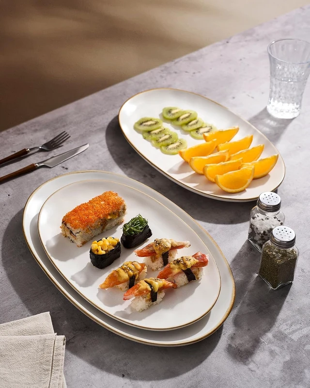Alt view image 4 of 7 - Serving Platters Set of 3 Sizes - Oval, Vanilla White