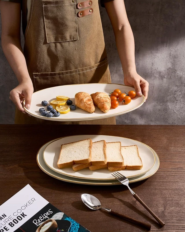 Alt view image 6 of 7 - Serving Platters Set of 3 Sizes - Oval, Vanilla White