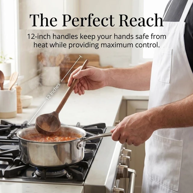 Alt view image 7 of 7 - Walnut Wooden Cooking Utensil Set, 5-Pc Kitchen Accessories