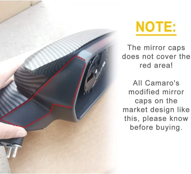 Alt view image 3 of 7 - Car Styling ABS 2pcs Door Ox Horn Rear View Mirror Shell Cover Caps Trim Exterior Decoration Accessories for Chevrolet Camaro 2017-2024(Carbon Fiber)