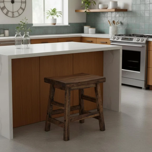 Alt view image 2 of 7 - Durango Solid Wood Rustic Single Bar Stool, Natural, 20