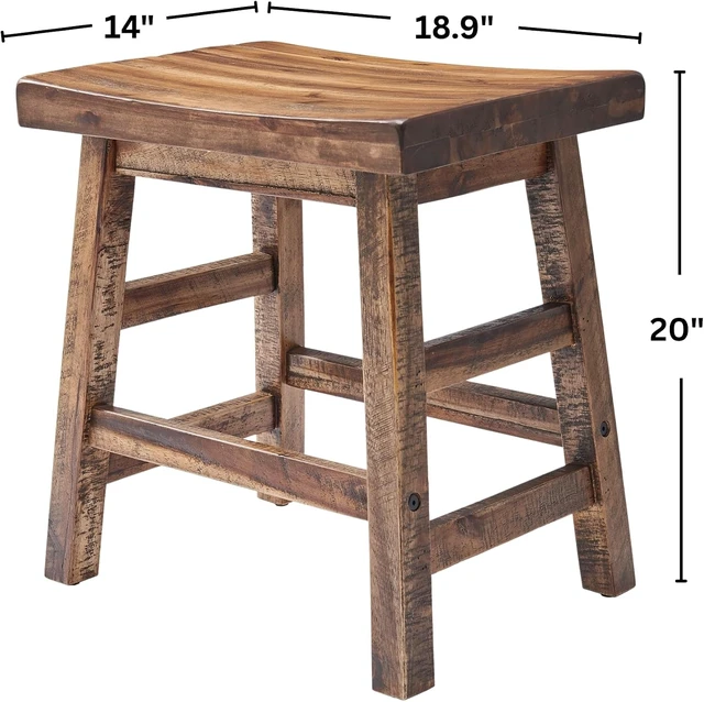 Alt view image 3 of 7 - Durango Solid Wood Rustic Single Bar Stool, Natural, 20
