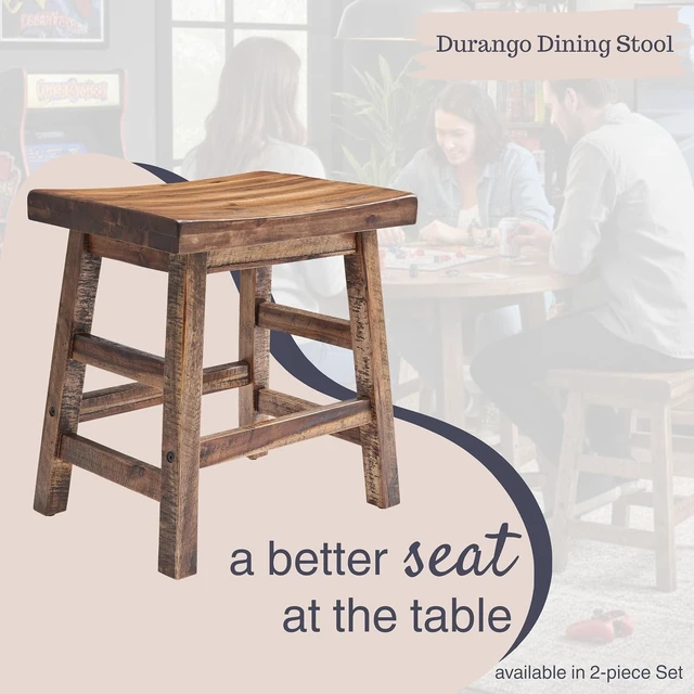 Alt view image 4 of 7 - Durango Solid Wood Rustic Single Bar Stool, Natural, 20
