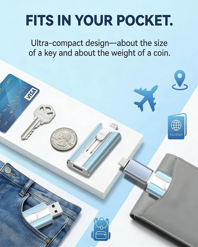 Alt view image 7 of 7 - MFI Certified 512GB Flash Drive for iPhone&iPad&Android&Pc, Photo Stick USB Stick Memory Stick Photo/Video Storage Jump Drive Photo Saver External Flash Drive (Available Space: ~484gb),1 Pack,Blue