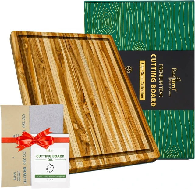 Main image of Teak Wood Cutting Board with Juice Groove (20x15x1.25", M)