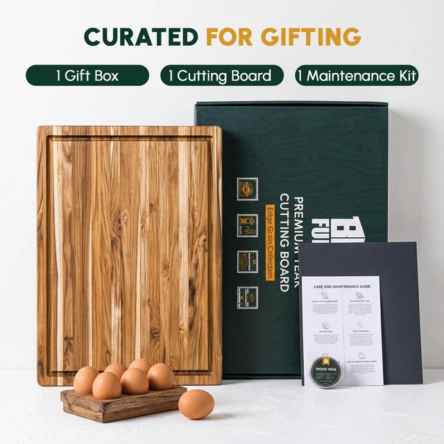 Alt view image 5 of 7 - Teak Wood Cutting Board with Juice Groove (20x15x1.25", M)