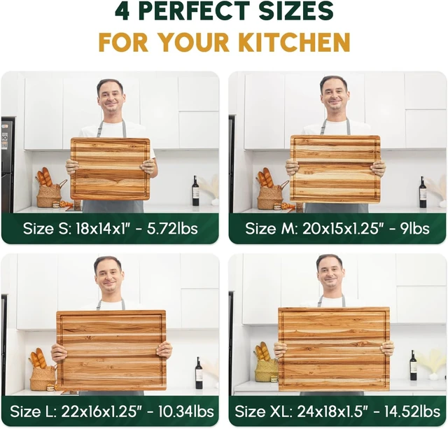 Alt view image 6 of 7 - Teak Wood Cutting Board with Juice Groove (20x15x1.25", M)