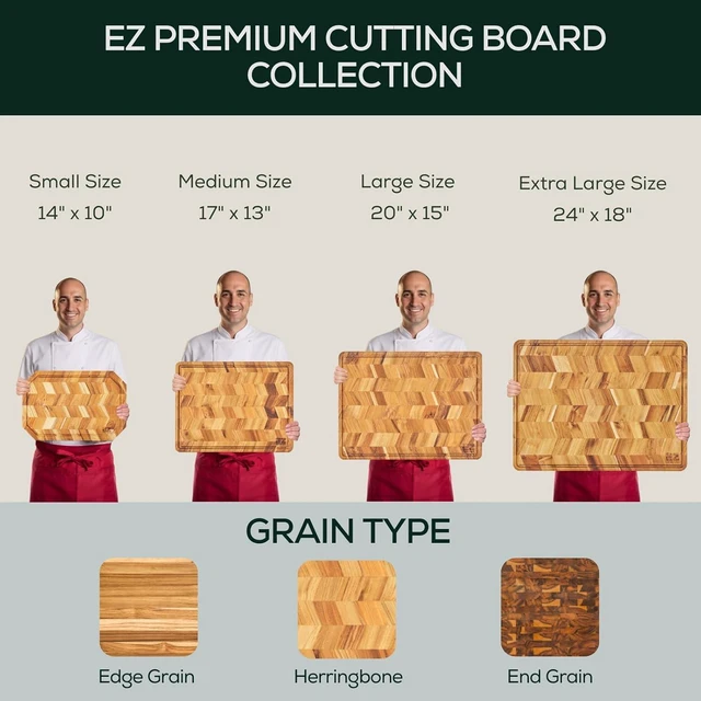Alt view image 3 of 7 - Medium (M) Acacia End Grain Cutting Board, Reversible, Knife-Friendly Charcuterie Wood Cutting Board with Juice Groove & Handles, Non-Toxic, Gift Box Included (17"x13"x1.5")