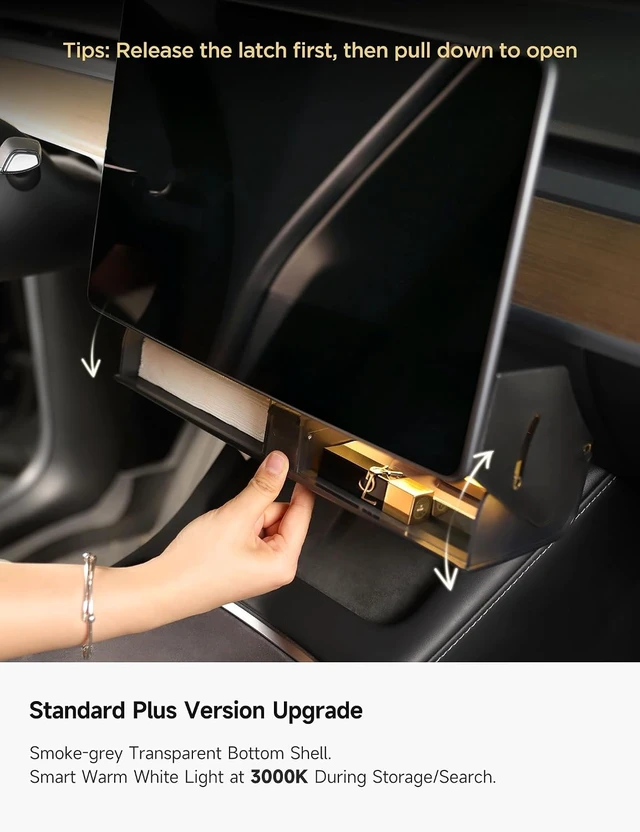 Alt view image 3 of 7 - Hidden Magnetic Under Screen Storage Box for Tesla Model 3/Y