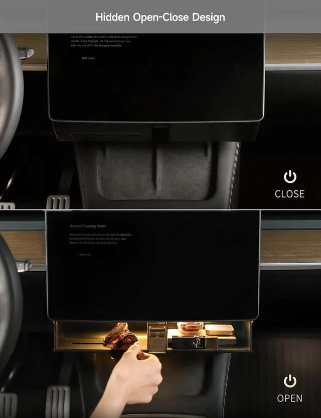 Alt view image 6 of 7 - Hidden Magnetic Under Screen Storage Box for Tesla Model 3/Y