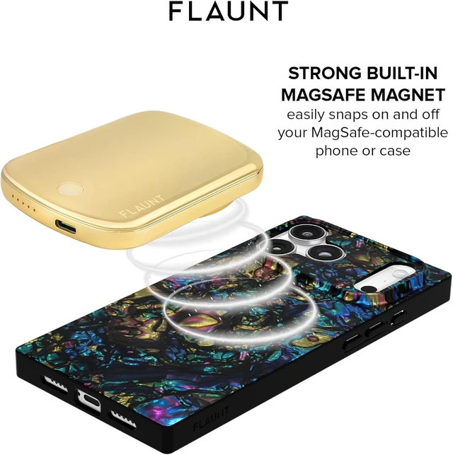 Alt view image 2 of 7 - 5000mAh Wireless Battery Pack with USB-C Port - Metallic Gold