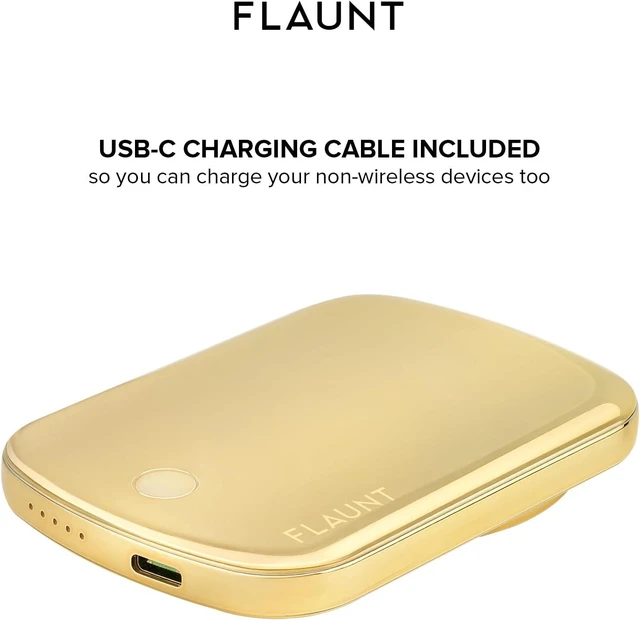 Alt view image 6 of 7 - 5000mAh Wireless Battery Pack with USB-C Port - Metallic Gold