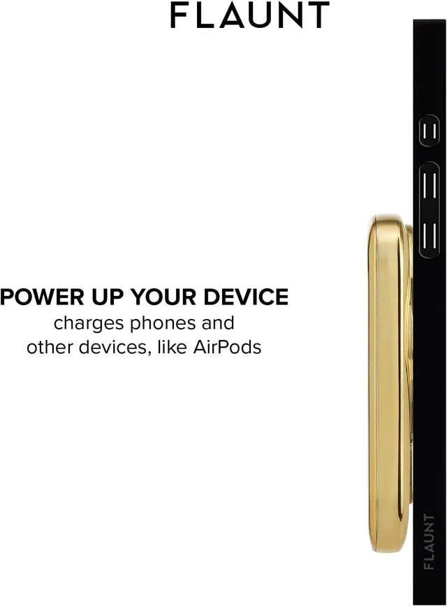 Alt view image 5 of 7 - 5000mAh Wireless Battery Pack with USB-C Port - Metallic Gold