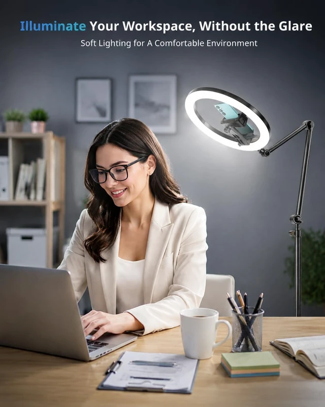 Alt view image 3 of 6 - 12" Ring Light Tripod for iPhone, 75" Tall Overhead Phone Mount