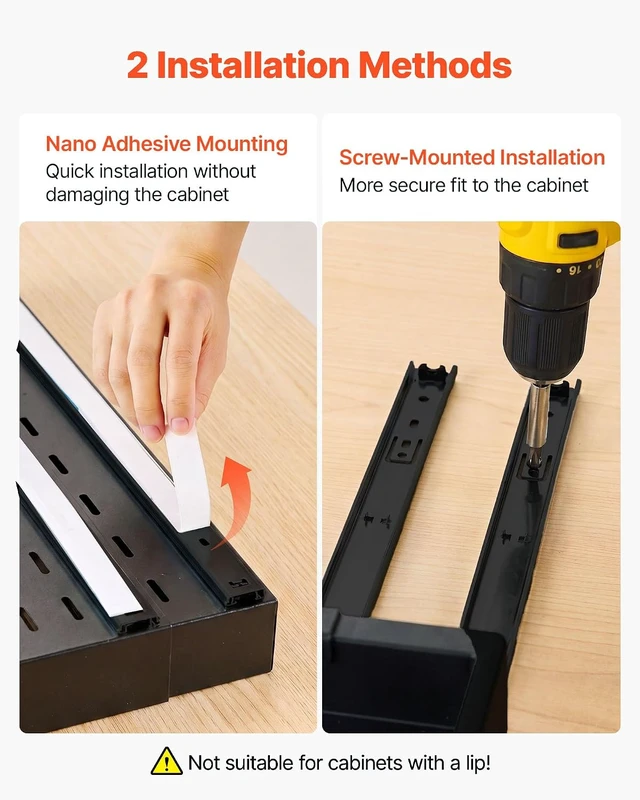 Alt view image 5 of 7 - Pull Out Cabinet Organizer, 4 Pack Expandable Width (12.2"-18.9"), 20.47" Deep Pull Out Drawers for Cabinets, Sliding Drawer for Kitchen Pantry Cabinet Organizer with Nano Adhesive Strips, Black