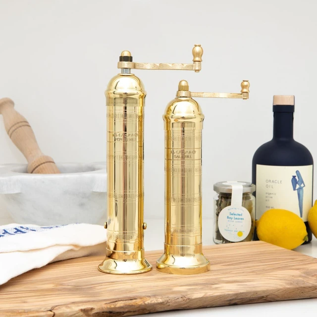 Alt view image 4 of 7 - Original Greek Pepper Mill, 8-Inch Brass European Manual Pepper Grinder Refillable