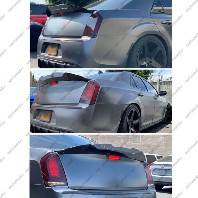Alt view image 2 of 6 - Rear Wickerbill Spoiler Compatible with 2005-2010 Chrysler 300 300C SRT8, V Style Wicker Bill Trunk Tail Deck Lid Wing Lip with RivNut Tool Fits for 2005 2006 2007 2008 2009 2010 (Smoked Black)