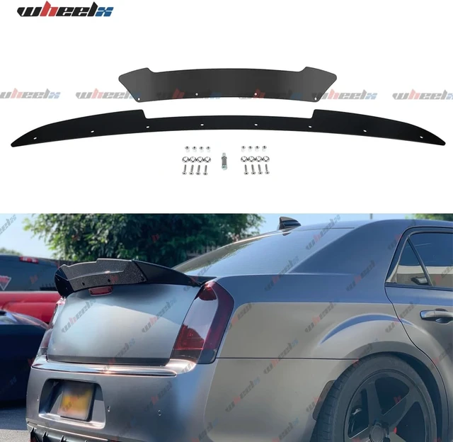 Alt view image 4 of 6 - Rear Wickerbill Spoiler Compatible with 2005-2010 Chrysler 300 300C SRT8, V Style Wicker Bill Trunk Tail Deck Lid Wing Lip with RivNut Tool Fits for 2005 2006 2007 2008 2009 2010 (Smoked Black)