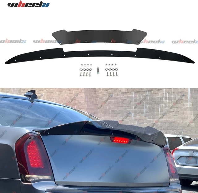 Alt view image 5 of 6 - Rear Wickerbill Spoiler Compatible with 2005-2010 Chrysler 300 300C SRT8, V Style Wicker Bill Trunk Tail Deck Lid Wing Lip with RivNut Tool Fits for 2005 2006 2007 2008 2009 2010 (Smoked Black)