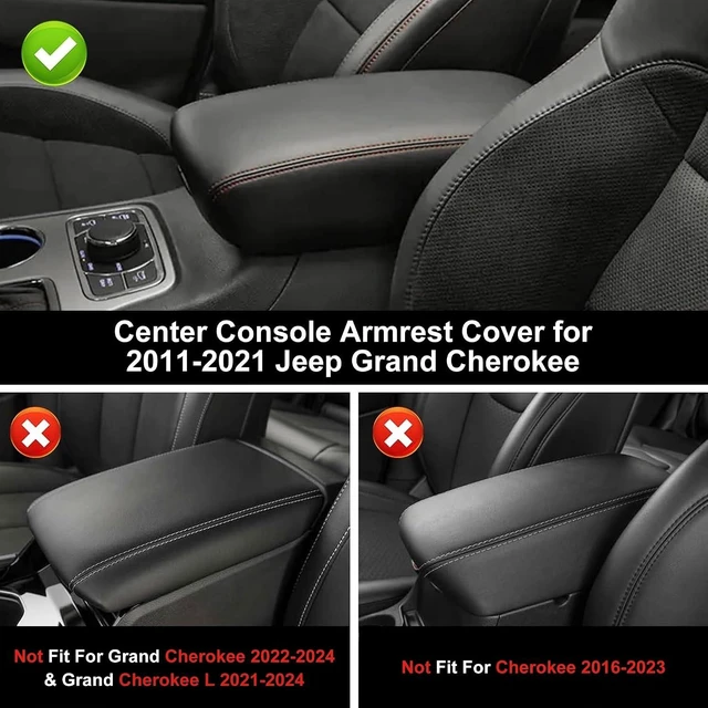Alt view image 2 of 6 - Car Center Console Armrest Cover for 2011-2020 2021 Jeep Grand Cherokee Accessories Top Arm Rest Armrest Black OEM X85020100BL Console Lid Protection Saver for Grand Cherokee Console Cover