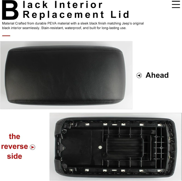 Alt view image 3 of 6 - Car Center Console Armrest Cover for 2011-2020 2021 Jeep Grand Cherokee Accessories Top Arm Rest Armrest Black OEM X85020100BL Console Lid Protection Saver for Grand Cherokee Console Cover