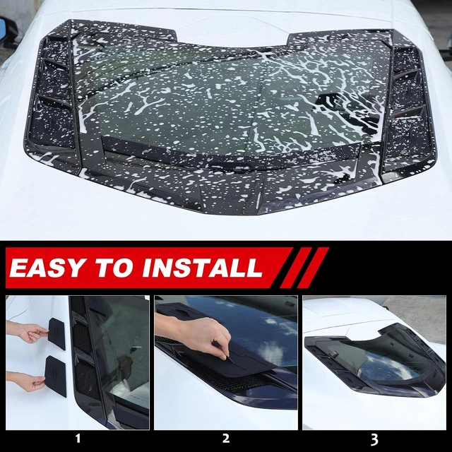 Alt view image 6 of 7 - Dry Rear Engine Bay Vent Blocks Covers for Corvette C8 Stingray Z51 Coupe 2020-2025-2026 Z06/E-Ray 2023-2024 Rear Hatch Hood Car Wash Covers Engine Bay Air Vent Inserts Protection Accessories (Black)
