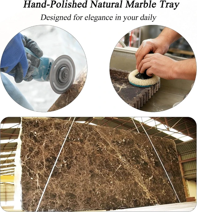 Alt view image 5 of 7 - Natural Marble Tray for Bathroom, Dark Brown, 11.8" x 8"
