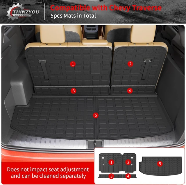 Alt view image 7 of 7 - Trunk Mat & Backrest Mats for 2018-2023 Chevrolet Traverse