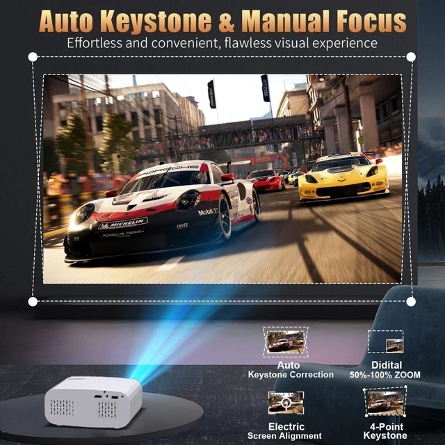 Alt view image 5 of 7 - Smart Mini Projector, 1080P 4K Portable Projector with Android 13
