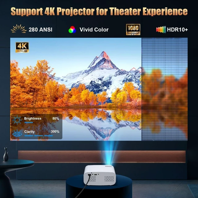 Alt view image 6 of 7 - Smart Mini Projector, 1080P 4K Portable Projector with Android 13