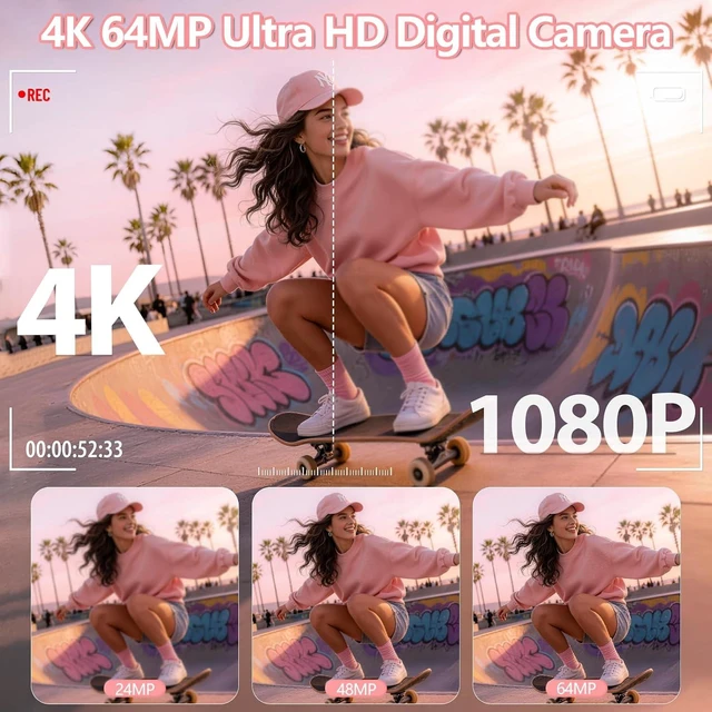 Alt view image 2 of 7 - 4K Digital Camera for Photography, 64MP Vlogging Camera for YouTube