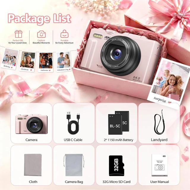 Alt view image 7 of 7 - 4K Digital Camera for Photography, 64MP Vlogging Camera for YouTube