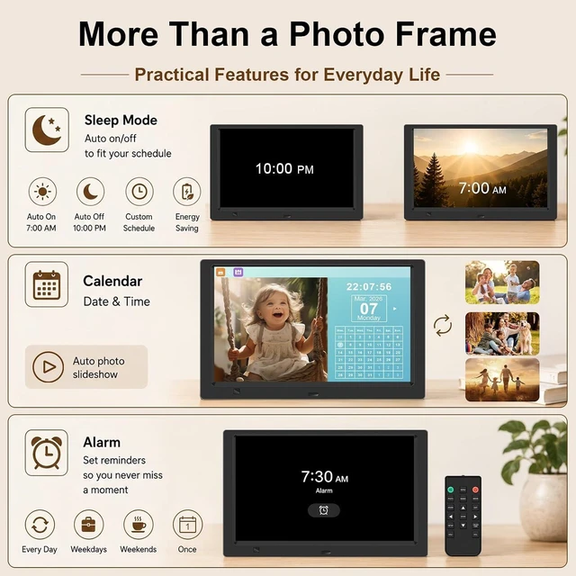 Alt view image 7 of 7 - 10.1-Inch 1080P IPS Digital Picture Frame, No WiFi or App Required