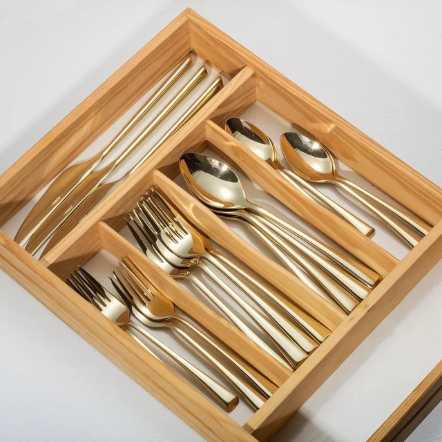 Alt view image 6 of 6 - Bailey Champagne Gold 20-Piece Forged Stainless Steel Flatware Set Cutlery Set, Service for 4, Silver Finish, Dishwasher Safe