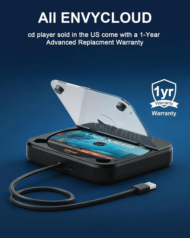 Alt view image 7 of 7 - Portable Car CD Player with USB/AUX Port,External CD Player Compatible with Car Radio Stereo, Laptop, TV, Computer,Universal for Vehicle with Adapter (Black)