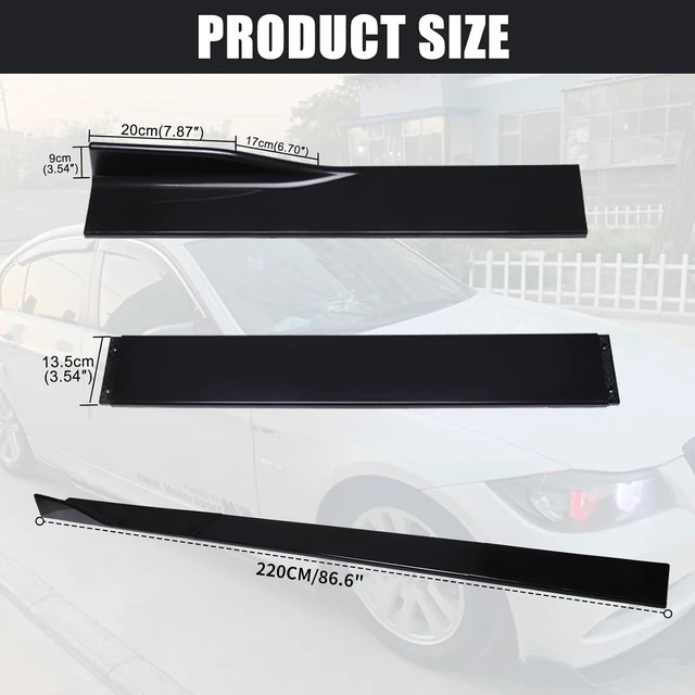 Alt view image 4 of 7 - 2PCS Universal Car Side Skirts 86.6" Side Skirts Splitter Lip