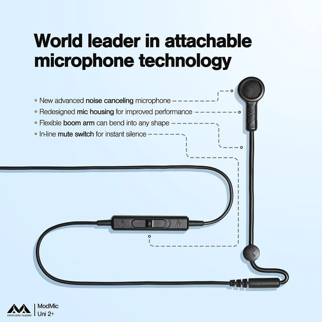 Alt view image 2 of 7 - ModMic Uni 2+ Attachable 3.5mm Headset Microphone. Gaming on PC, PS5, Xbox
