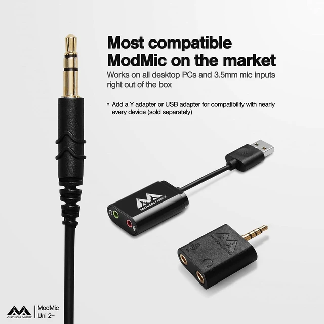 Alt view image 5 of 7 - ModMic Uni 2+ Attachable 3.5mm Headset Microphone. Gaming on PC, PS5, Xbox