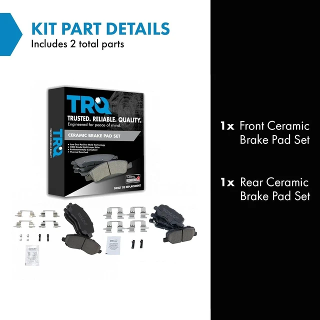 Alt view image 2 of 7 - Front & Rear Ceramic Brake Pads Set Of 2