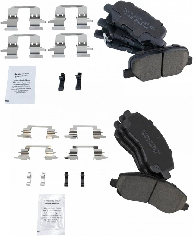 Alt view image 3 of 7 - Front & Rear Ceramic Brake Pads Set Of 2