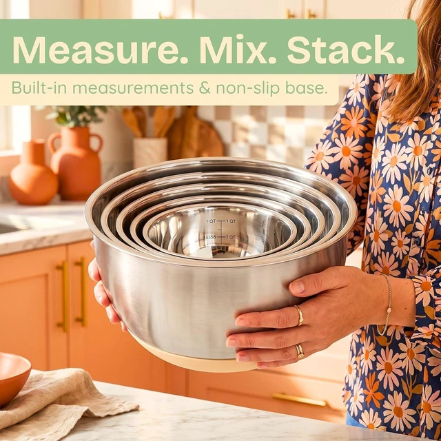 Alt view image 6 of 7 - Non-Toxic Stainless Steel Mixing Bowls, Glass Lids, Plastic Free, 5-Pcs