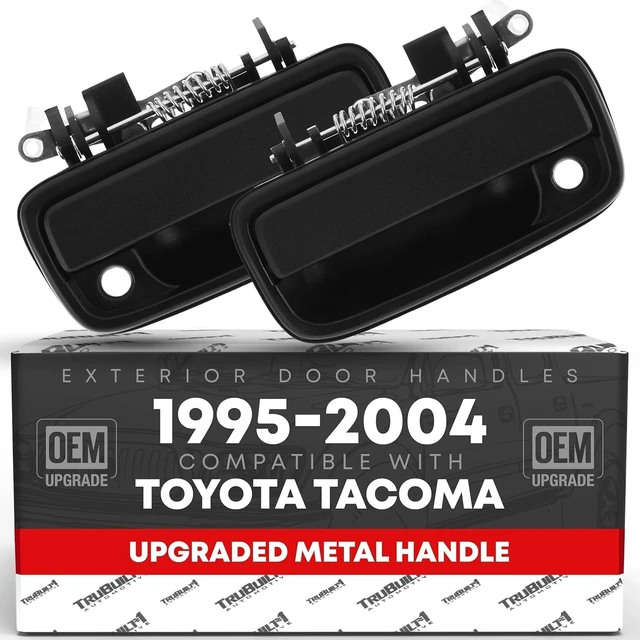 Main image of Exterior Front Driver & Passenger Door Handle Set, Upgraded Metal, Compatible with 1995-2004 Toyota Tacoma - Textured Black - 69220-35020, 69210-35020, 79345, 91318, 79344, 91319, TO1311117, TO131011