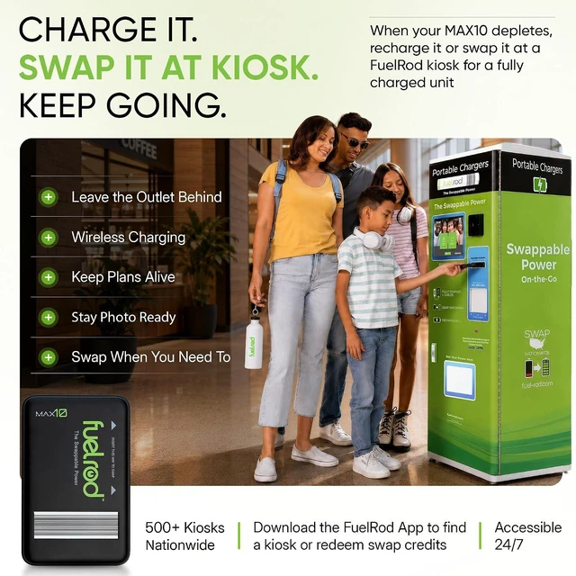 Alt view image 3 of 6 - MAX10 Swappable Power Charger | 10,000mAh USB-C Battery