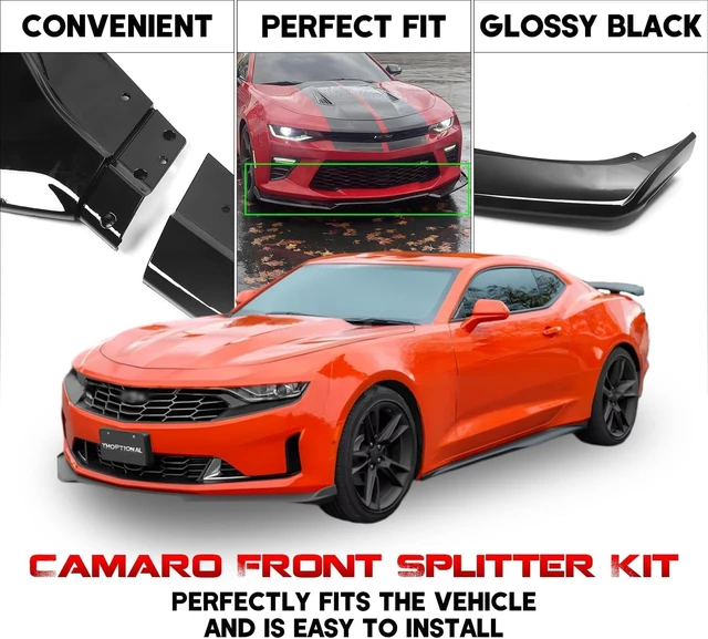 Alt view image 6 of 7 - Front Bumper Lip Splitter Spoiler for Chevy Camaro 2016-2024, Front Splitter Body Kit Camaro LT LS RS SS Accessories (Gloss Black)