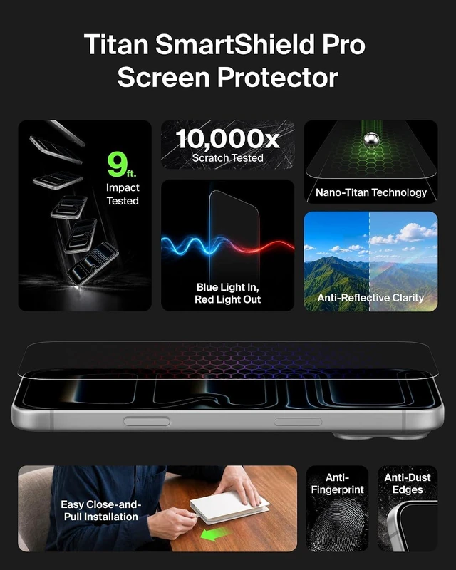Alt view image 2 of 6 - Titan Pro Blue to Red Screen Protector, iPhone 18 Pro Max/17 Pro Max