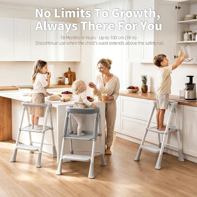 Alt view image 4 of 7 - Foldable Toddler Standing Tower,Kitchen Step Stool for Kids 1.5-6 Years