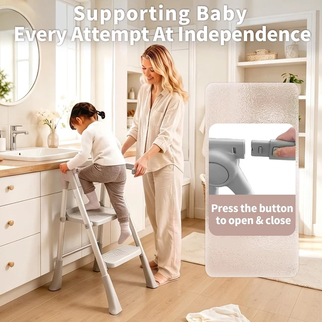 Alt view image 5 of 7 - Foldable Toddler Standing Tower,Kitchen Step Stool for Kids 1.5-6 Years