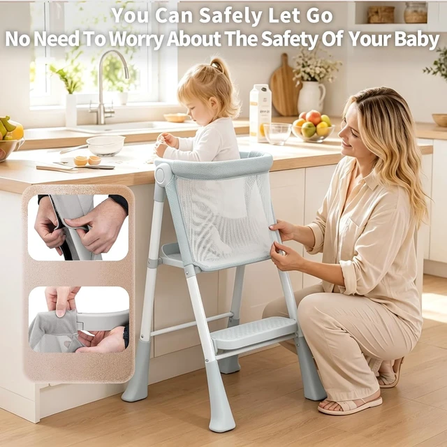 Alt view image 6 of 7 - Foldable Toddler Standing Tower,Kitchen Step Stool for Kids 1.5-6 Years