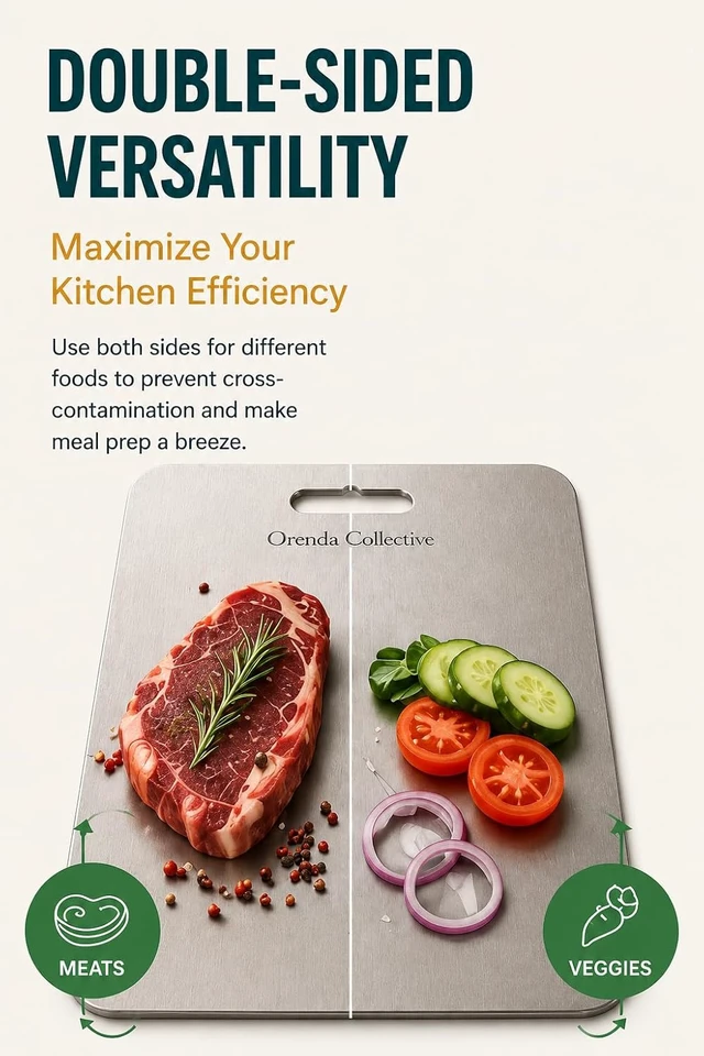 Alt view image 7 of 7 - 100% Titanium Cutting Boards for Kitchen Set of 3, Double Sided Non Toxic Metal Cutting Board, Dishwasher Safe Chopping Board Set, S/M/L