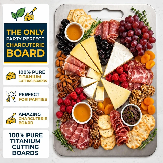 Alt view image 5 of 7 - 100% Titanium Cutting Boards for Kitchen Set of 3, Double Sided Non Toxic Metal Cutting Board, Dishwasher Safe Chopping Board Set, S/M/L